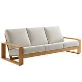 Bramble Outdoor Patio Aluminum Faux Wood Sofa in Ivory Natural