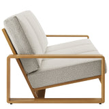 Bramble Outdoor Patio Aluminum Faux Wood Sofa in Ivory Natural