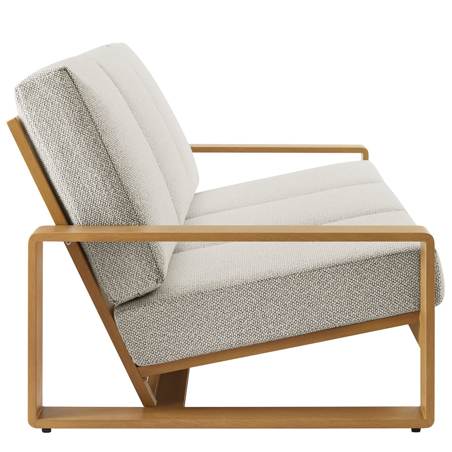 Bramble Outdoor Patio Aluminum Faux Wood Sofa in Ivory Natural