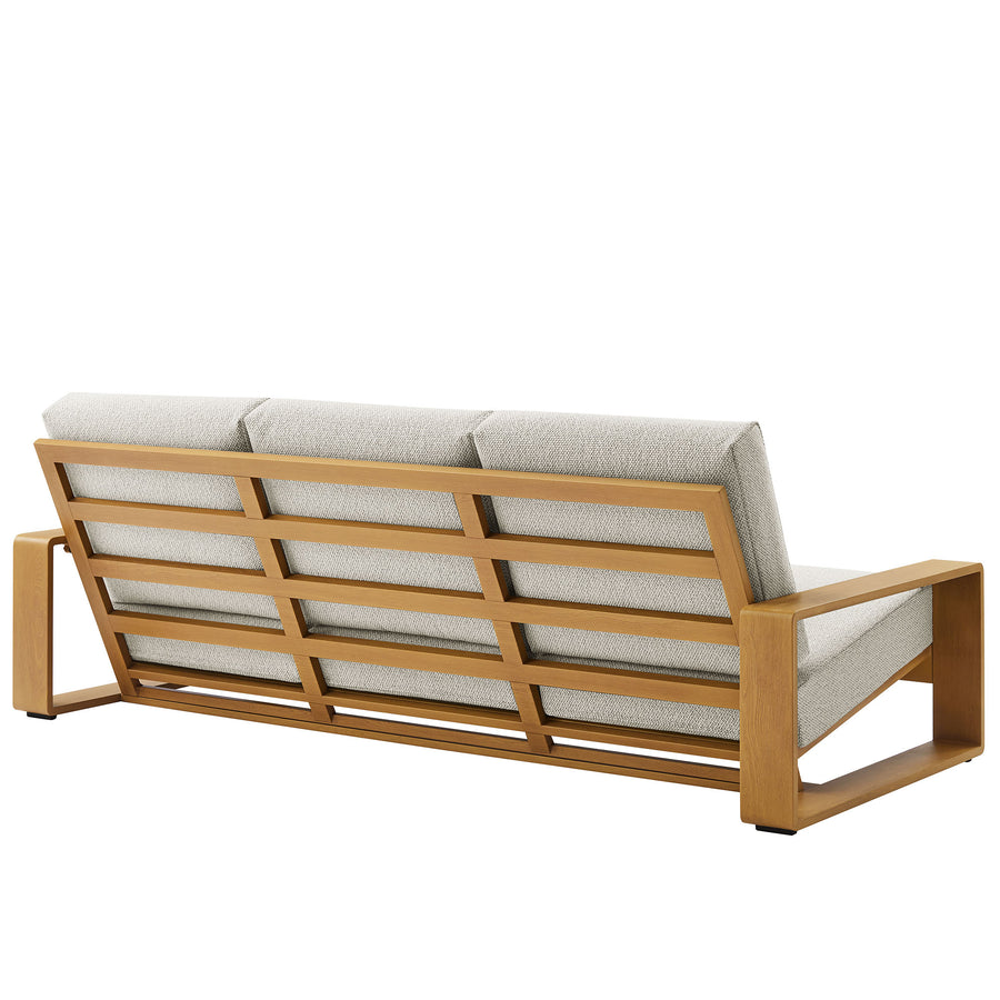 Bramble Outdoor Patio Aluminum Faux Wood Sofa in Ivory Natural
