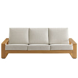 Bramble Outdoor Patio Aluminum Faux Wood Sofa in Ivory Natural