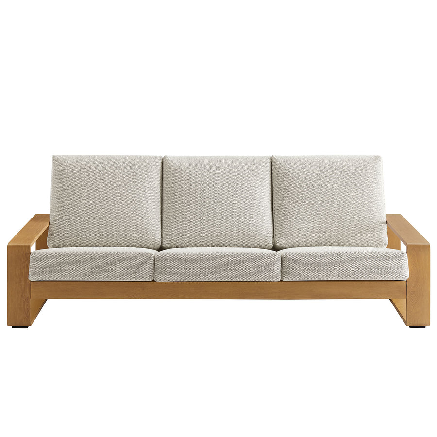 Bramble Outdoor Patio Aluminum Faux Wood Sofa in Ivory Natural