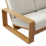 Bramble Outdoor Patio Aluminum Faux Wood Sofa in Ivory Natural