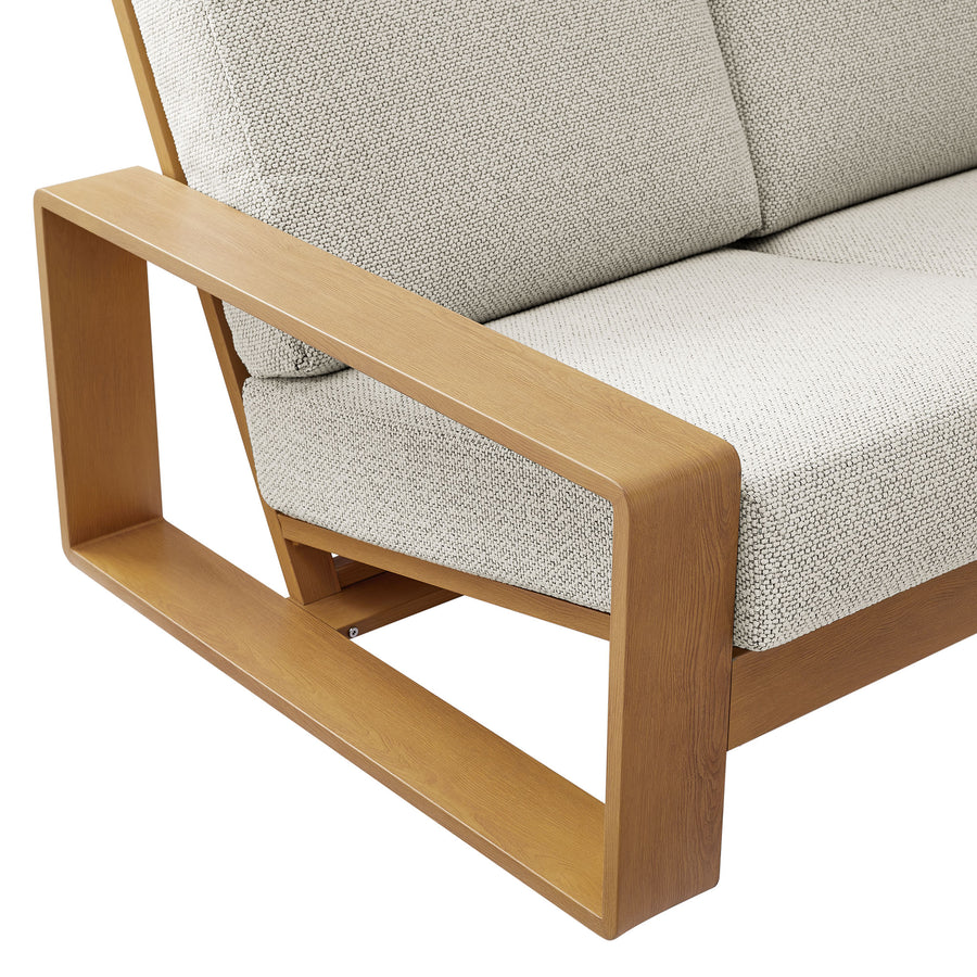 Bramble Outdoor Patio Aluminum Faux Wood Sofa in Ivory Natural