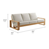 Bramble Outdoor Patio Aluminum Faux Wood Sofa in Ivory Natural