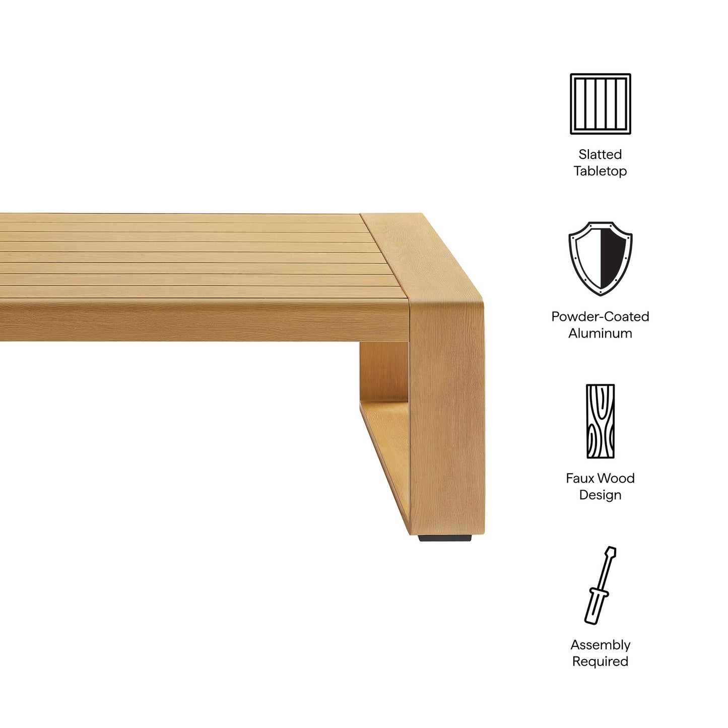 Lirienne Outdoor Patio Aluminum Faux Wood Coffee Table by Furniture For America