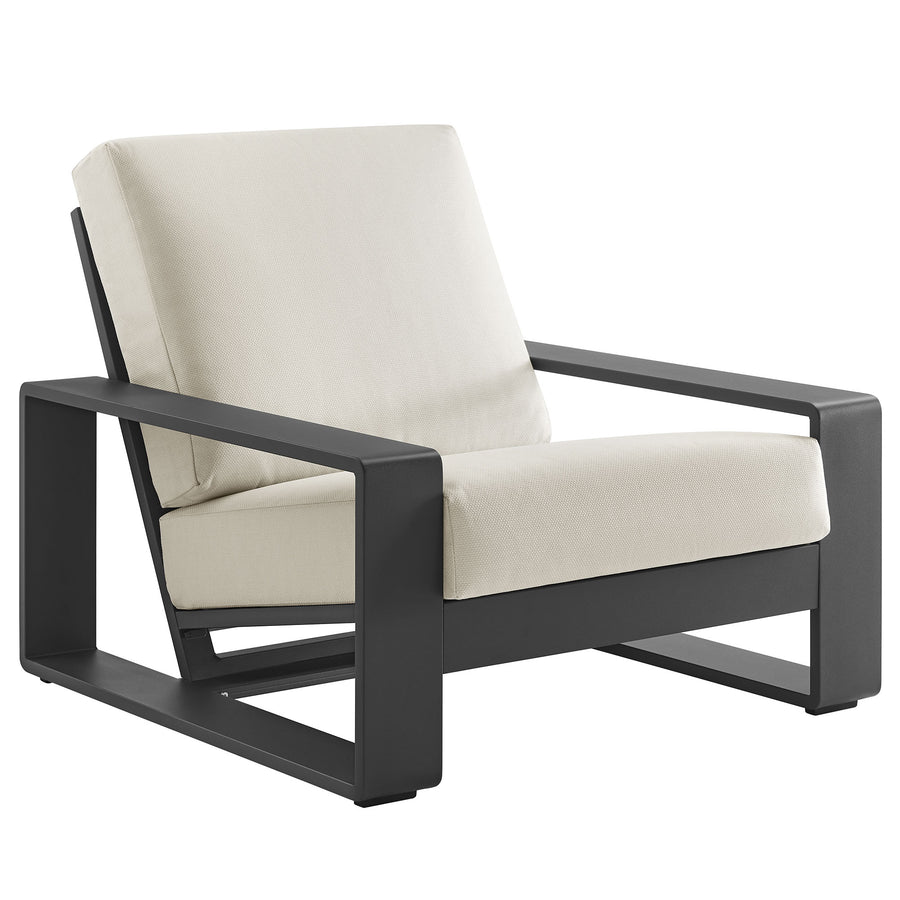 Bramble Outdoor Patio Aluminum Armchair in Cream Gray