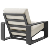 Bramble Outdoor Patio Aluminum Armchair in Cream Gray
