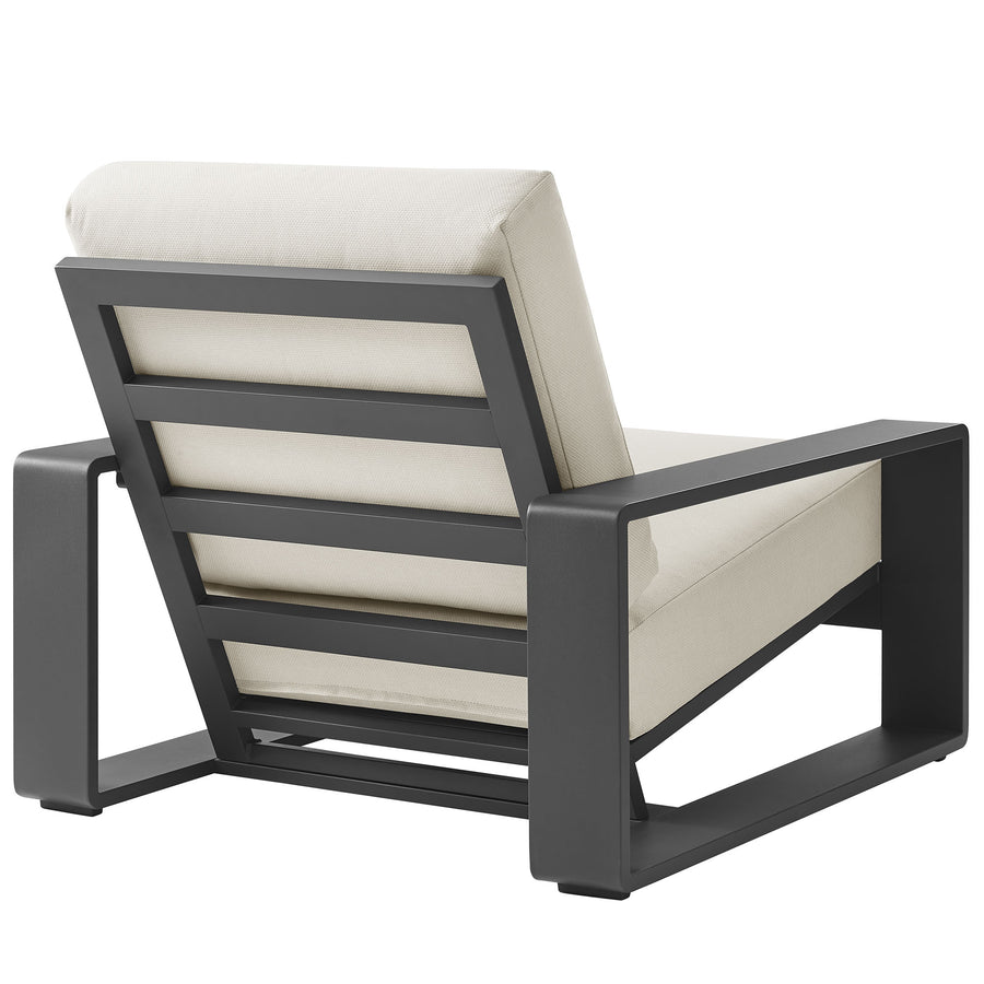 Bramble Outdoor Patio Aluminum Armchair in Cream Gray