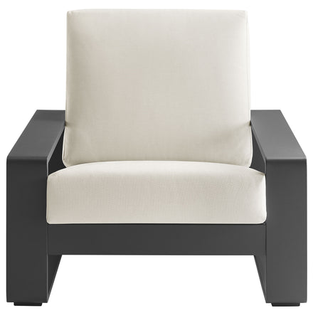 Lirienne Outdoor Patio Aluminum Armchair in Cream Gray