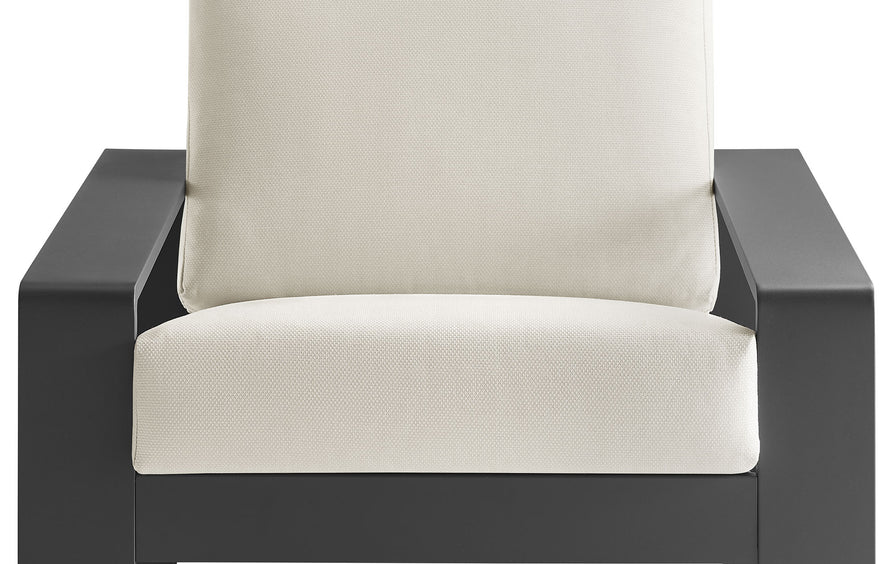 Bramble Outdoor Patio Aluminum Faux Wood Armchairs Set of 2 in Cream