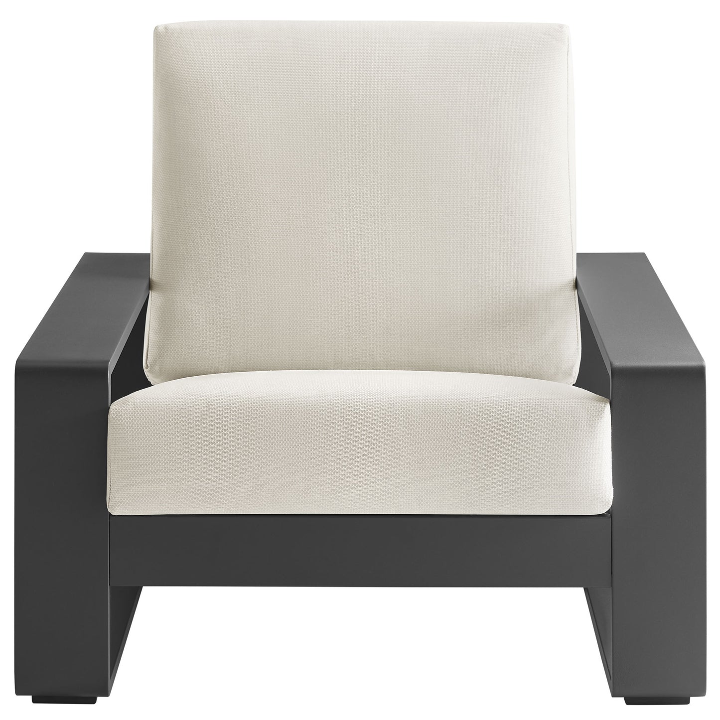 Bramble Outdoor Patio Aluminum Faux Wood Armchairs Set of 2 in Cream