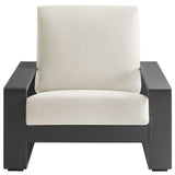 Bramble Outdoor Patio Aluminum Faux Wood Armchairs Set of 2 in Cream