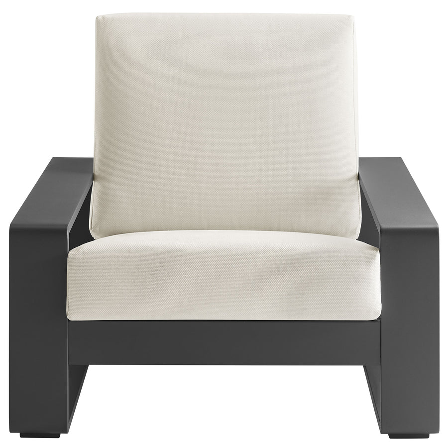 Bramble Outdoor Patio Aluminum Faux Wood Armchairs Set of 2 in Cream