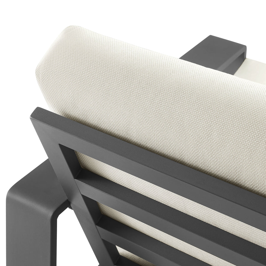 Bramble Outdoor Patio Aluminum Faux Wood Armchairs Set of 2 in Cream