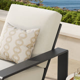 Bramble Outdoor Patio Aluminum Armchair in Cream Gray