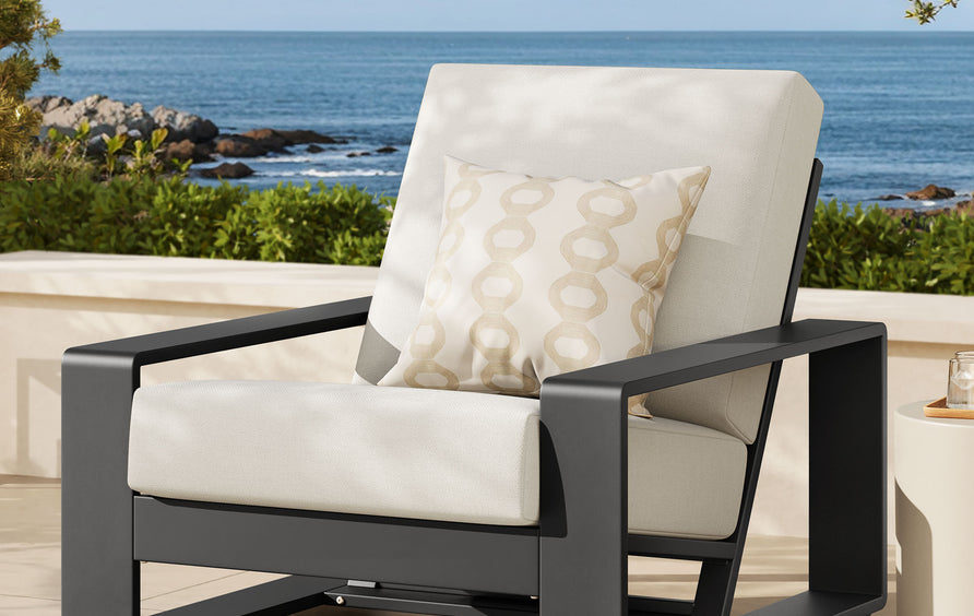 Bramble Outdoor Patio Aluminum Armchair in Cream Gray