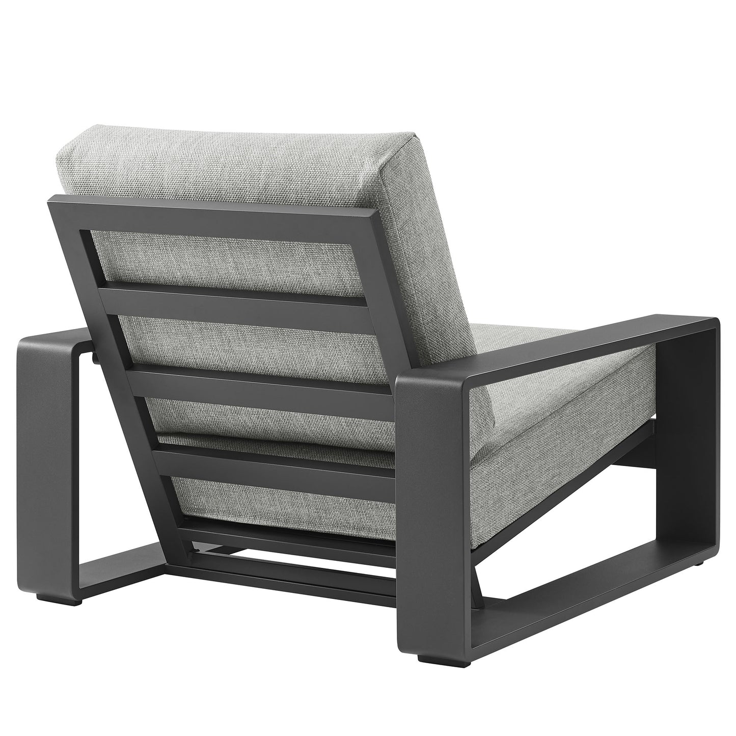 Bramble Outdoor Patio Aluminum Faux Wood Armchairs Set of 2 in Light Gray