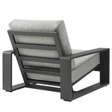 Bramble Outdoor Patio Aluminum Faux Wood Armchairs Set of 2 in Light Gray