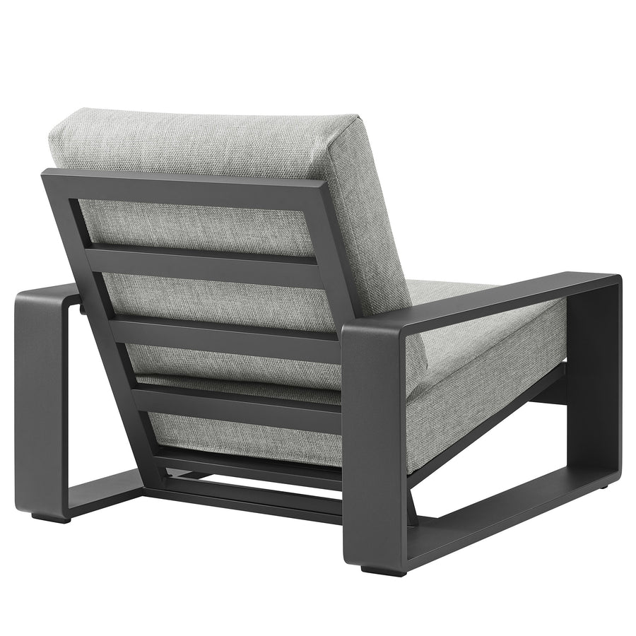 Bramble Outdoor Patio Aluminum Faux Wood Armchairs Set of 2 in Light Gray