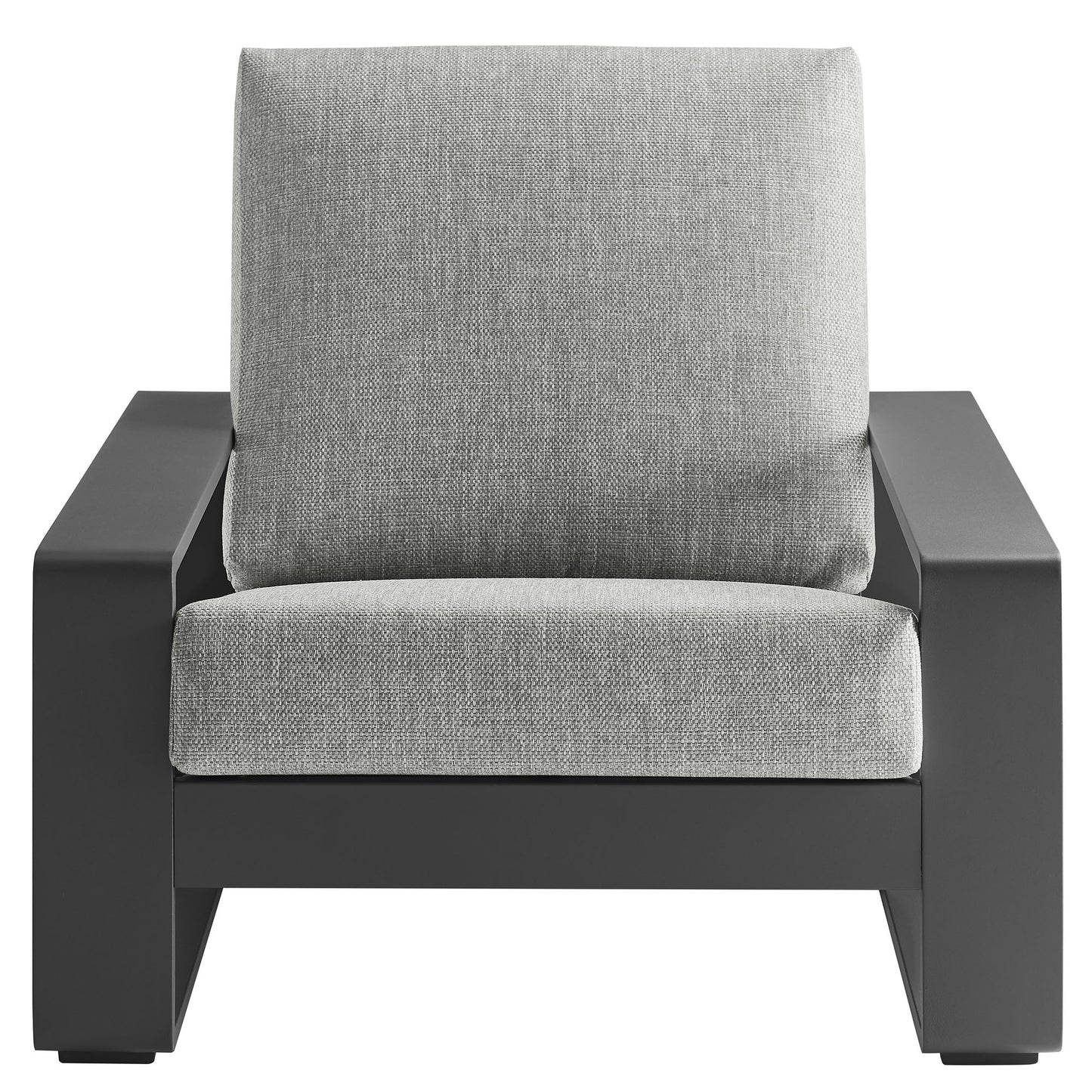 Bramble Outdoor Patio Aluminum Faux Wood Armchairs Set of 2 in Light Gray