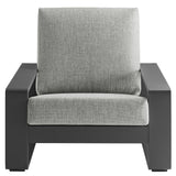 Bramble Outdoor Patio Aluminum Faux Wood Armchairs Set of 2 in Light Gray
