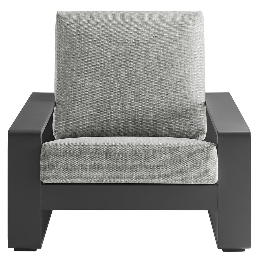 Bramble Outdoor Patio Aluminum Faux Wood Armchairs Set of 2 in Light Gray