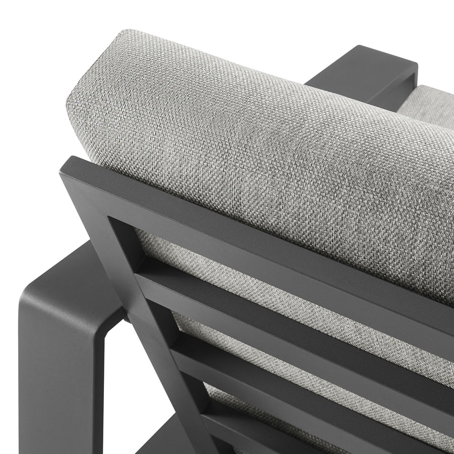 Bramble Outdoor Patio Aluminum Faux Wood Armchairs Set of 2 in Light Gray