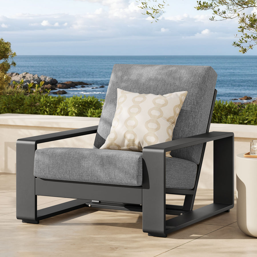 Bramble Outdoor Patio Aluminum Armchair in Light Gray Gray