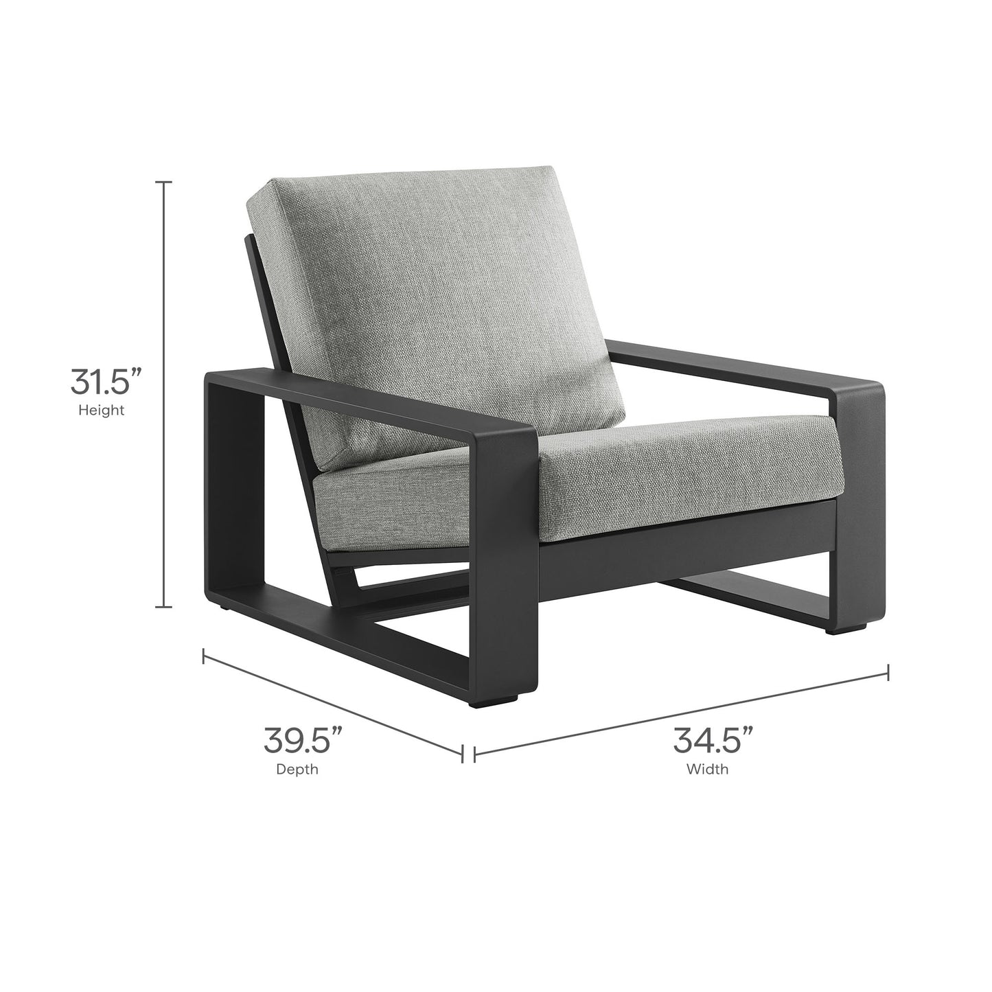 Bramble 4-Piece Outdoor Patio Aluminum Furniture Set in Light Gray