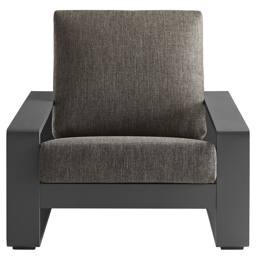 Bramble Outdoor Patio Aluminum Faux Wood Armchairs Set of 2 in Smoke