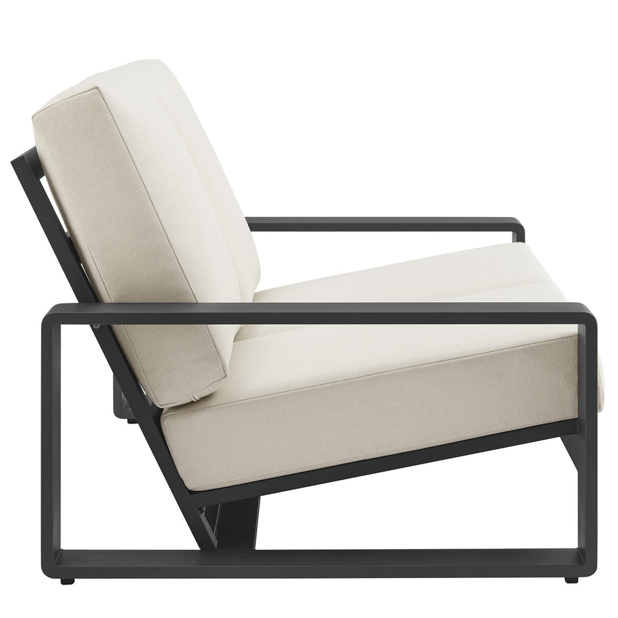 Bramble Outdoor Patio Aluminum Loveseat in Cream Gray