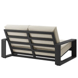 Bramble Outdoor Patio Aluminum Loveseat in Cream Gray