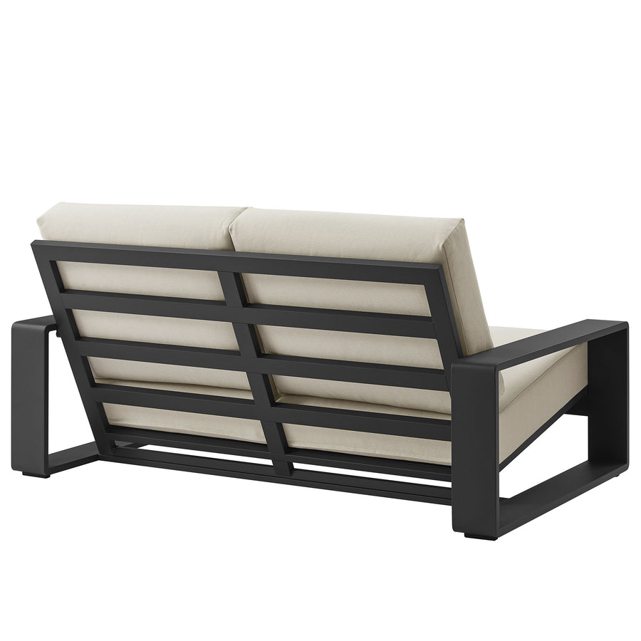 Bramble Outdoor Patio Aluminum Loveseat in Cream Gray