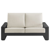 Bramble Outdoor Patio Aluminum Loveseat in Cream Gray
