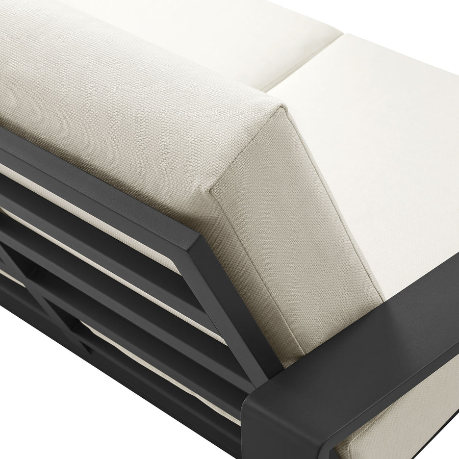 Bramble Outdoor Patio Aluminum Loveseat in Cream Gray