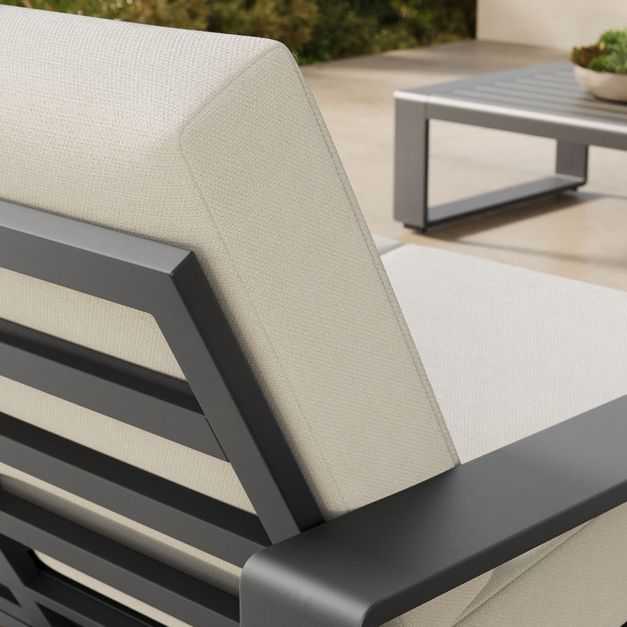 Bramble Outdoor Patio Aluminum Loveseat in Cream Gray