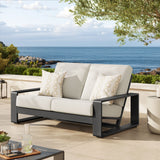 Bramble Outdoor Patio Aluminum Loveseat in Cream Gray