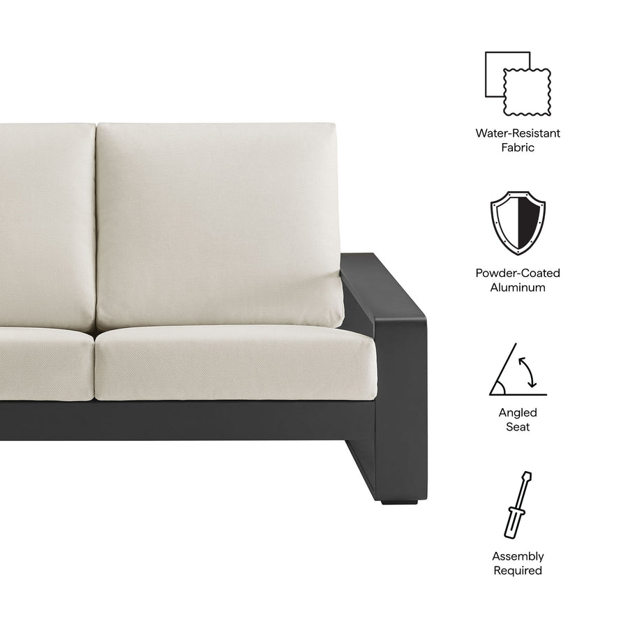 Bramble Outdoor Patio Aluminum Loveseat in Cream Gray