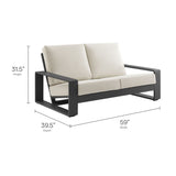 Bramble Outdoor Patio Aluminum Loveseat in Cream Gray
