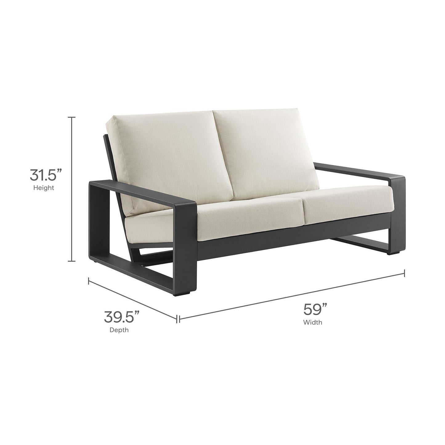 Bramble 4-Piece Outdoor Patio Aluminum Furniture Set in Cream Gray