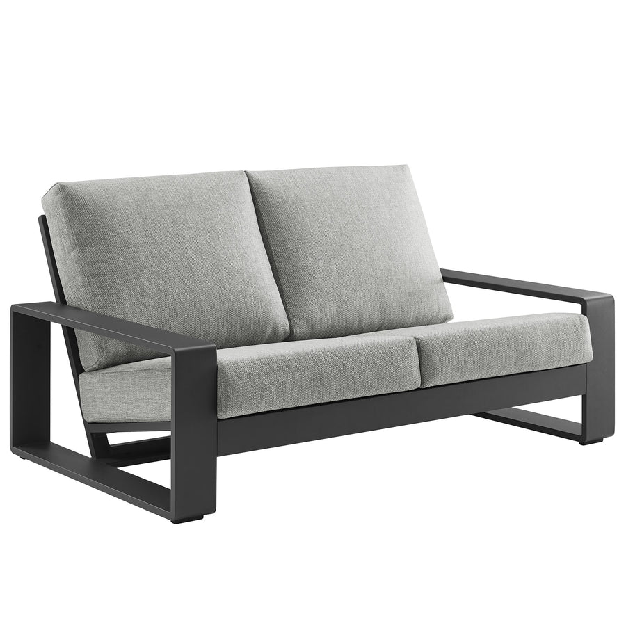 Bramble Outdoor Patio Aluminum Loveseat in Light Gray Gray