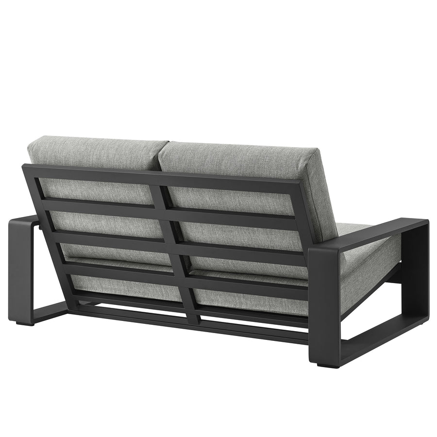 Bramble Outdoor Patio Aluminum Loveseat in Light Gray Gray