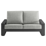 Bramble Outdoor Patio Aluminum Loveseat in Light Gray Gray