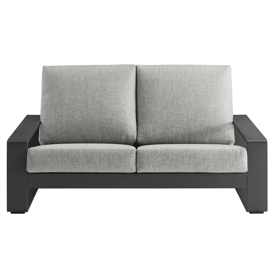 Bramble Outdoor Patio Aluminum Loveseat in Light Gray Gray