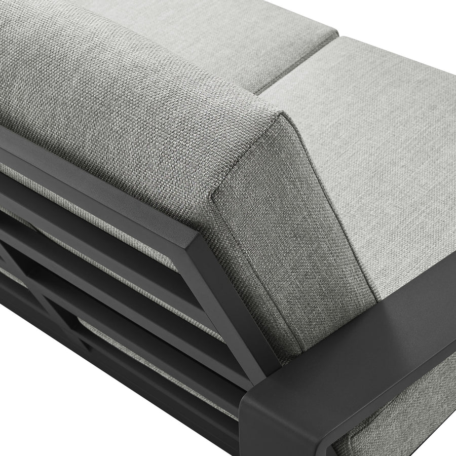 Bramble Outdoor Patio Aluminum Loveseat in Light Gray Gray