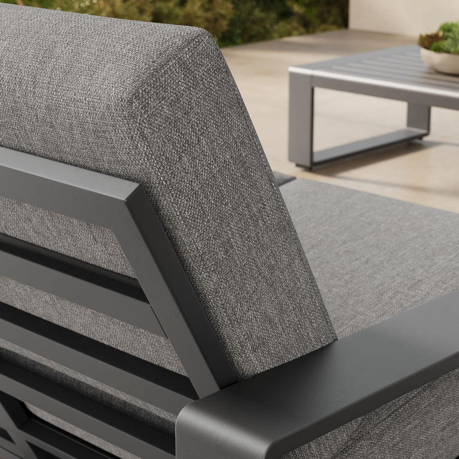 Bramble Outdoor Patio Aluminum Loveseat in Light Gray Gray
