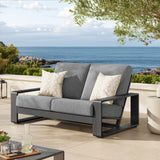 Bramble Outdoor Patio Aluminum Loveseat in Light Gray Gray