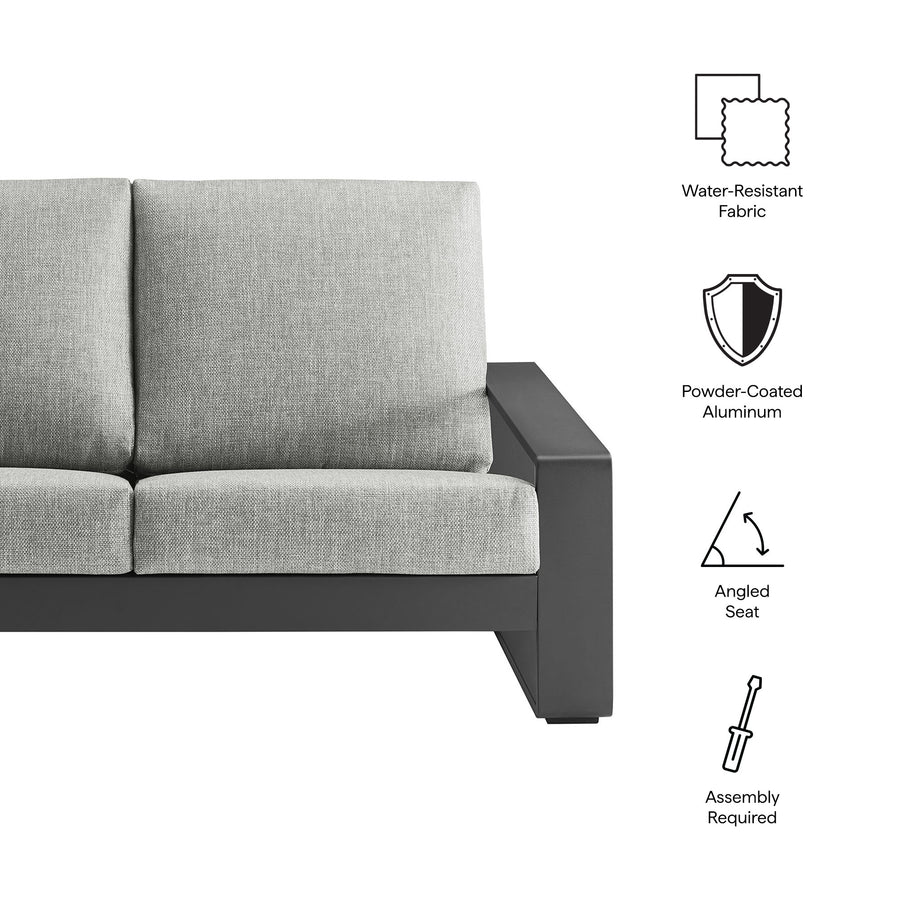Bramble Outdoor Patio Aluminum Loveseat in Light Gray Gray