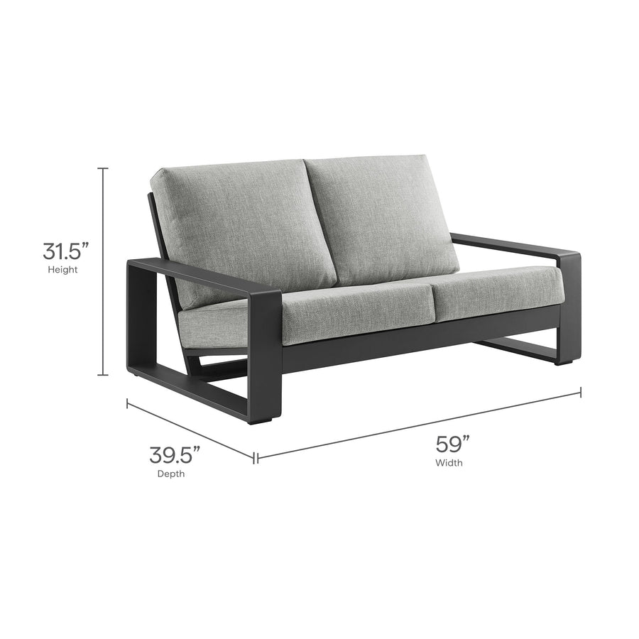 Bramble Outdoor Patio Aluminum Loveseat in Light Gray Gray